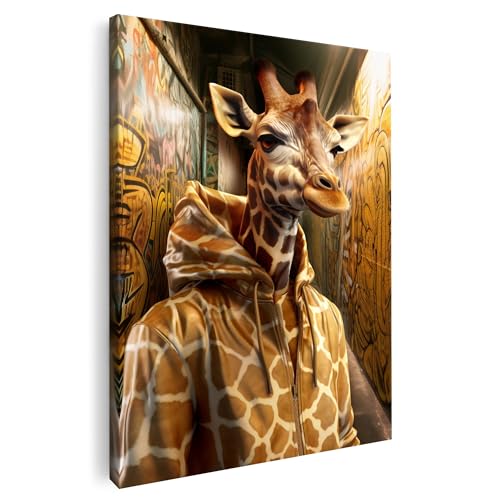 Artmazing | Giraffe Bild bunt | Bild Giraffe | S-Art Bilder | Giraffenbilder Modern | Leinwandbilder XXL Wohnzimmer | Wandbild Giraffe Deko XXL | Bild Leinwand XXL | Buntes Poster für Wand