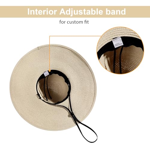 Sombrero de paja para mujer con ala ancha y correa miniatura 5