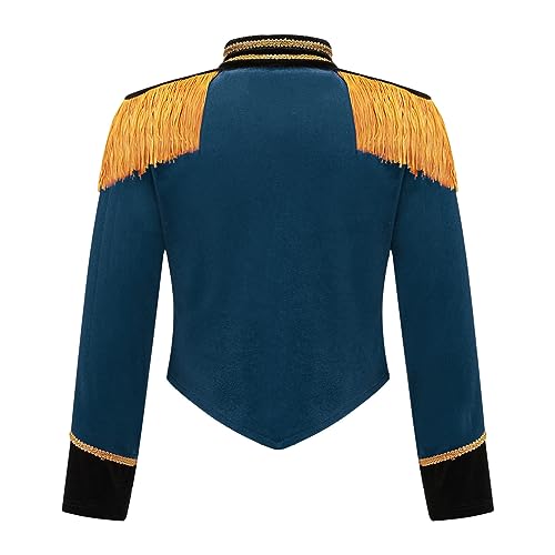 Girls Long Sleeve Stand Collar Tassel Jacket Circus Ringmaster Dress Coat for Halloween Party2