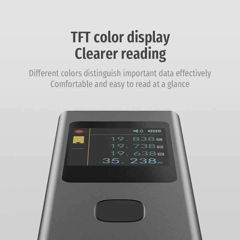 ATuMan 3 in 1 Laser Distance Meter with Visual Aligning Beam, Pythagorean, Area, Volume Angle Measure, 19 Measurement Modes and Automatic Calculation, Color Display, 131 Feet, iF Design Award 2024