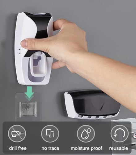Image of Automatic Toothpaste Dispenser with Toothbrush Holder, Wall Mounted (Malti Colour)