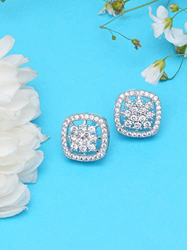 Image of Karatcart Women Green American Diamond Stud Earrings