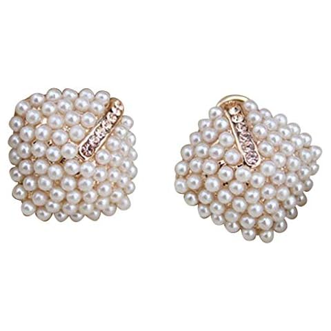 Ogquaton Premium Quality 1 para Crystal Rhinestone Pearl Stud Earrings Women Vintage Earrings Women Lady Girls Earrings Cover