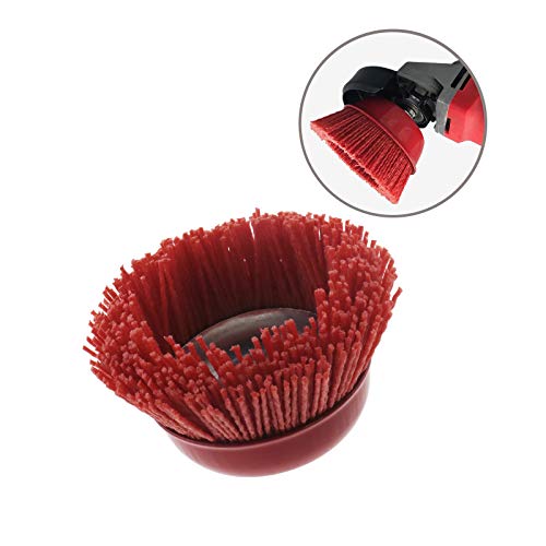 Image of Create idea 2 Pcs 75mm /3 Inch Nylon Filament Abrasive Wire Cup Brush Steel Internal Thread M14x2 Red for Metal Polishing Cleaning Grinder Rust Removal