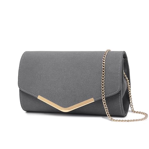Miss Lulu Bolsa de Cadena Mujer Elegante Clutch Carteras de Mano Bandolera Ante Pequeñas Monedero