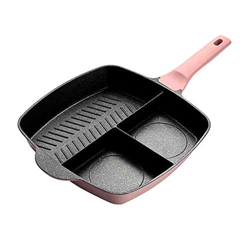 HVRFJXI Sartén de aluminio para cocina, antiadherente, olla para carne frita, electromagnética, 3 colores, juego de freír de aluminio antiadherente para cocinar, acampar, varios tamaños