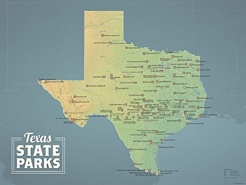 Texas State Parks Map 18x24 Poster (Natural Earth)