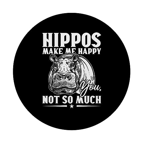 Funny Hippos Make Me Happy Hippo PopSockets Swappable PopGrip, Black - Image 3