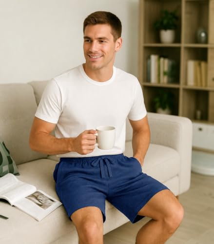 Image of DAVID ARCHY Mens Pajama Shorts Cotton Sleep Shorts Pajama Pants 2 Pack | Soft Night Shorts, Comfy Pj Shorts, Sleeping Shorts with Pockets, Pajama Bottoms Breathable & Lightweight Lounge Shorts