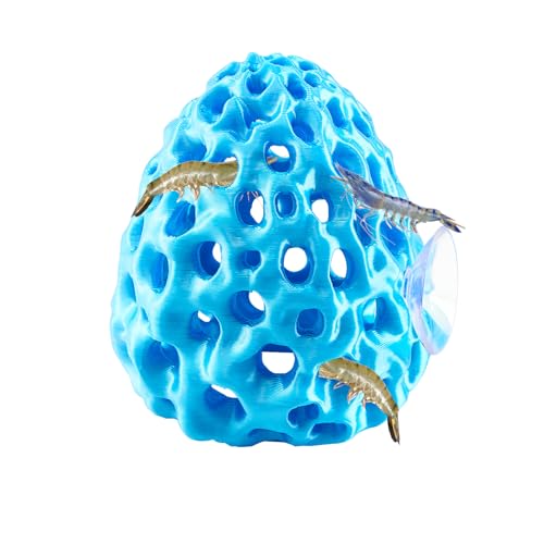 Image of Shrimp Dome Hide, Shrimp Hides for Aquarium, Betta Fish Hideout with Suction Cup, Betta Habitat Tank Ornament Accessories, Aquarium Decor for Small Fish Guppy Hiding Resting (Blue)