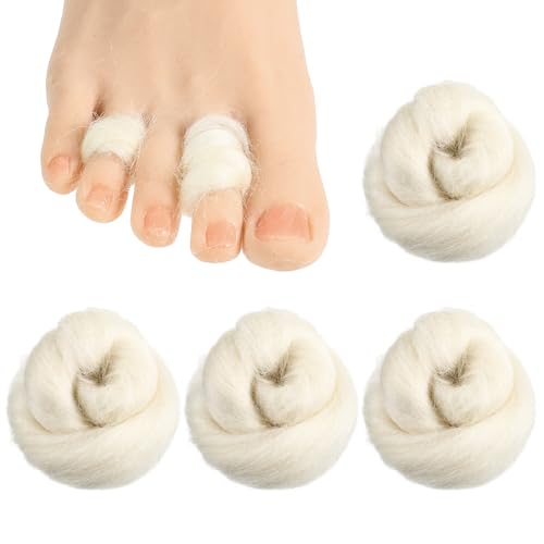 Image of Qianyu 4 Pcs Lambs Wool Padding for Toes Feet Soft Feet Cushion Toe Separator Lambs Wool Corn Cushion Pads Blister Prevention Bunions Callus Remover Cushions Hammer Blister Prevention Bunions
