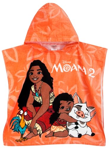 Image of Disney Poncho Swimming Towel | Moana Kids Towel Poncho | Hooded Girls Beach Towels | Hooded Bath Towels | One Size | Orange