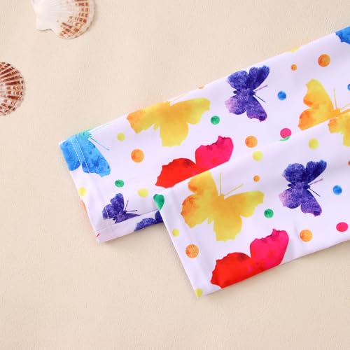 Image of IZYJOY Girl Long Sleeve Swimsuits Ruffle One Piece Rash Guard Bathing Suits Kids Floral UPF 50+ Zipper Swimwear 7-12Y