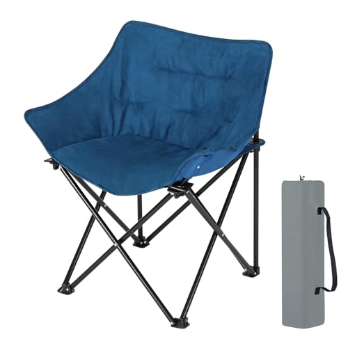 WOLTU Campingstuhl faltbar, Klappstuhl gepolstert, Campingsessel leicht mit Tragetasche, Relaxsessel Gartenstuhl bis 120kg, für Outdoor Indoor Garten Balkon Blau