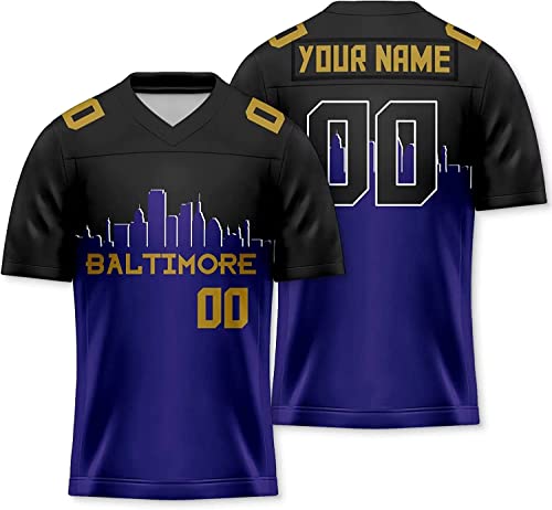 Custom Football Jersey Personalized Printed Your Own Name & Number Men/Women/Youth (32_Royal Blue-Black)