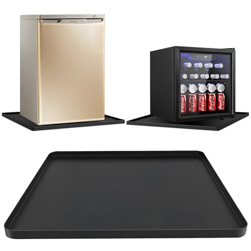 Mini Fridge Silicone Mat 19.7x19.7x0.6 - Durable Refrigerator Mats with High Raised Edges Leak-Proof Fridge Mats for Mini Fridges Washing Machines Pet Bowls - Protects Floors from Water Spills