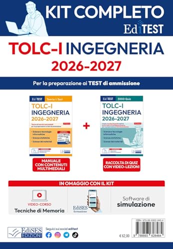 TOLC-I 2026: Kit completo per il test di Ingegneria. Con software di simulazione e video lezioni