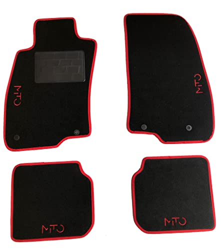 Carmats Passend für Mito-Fußmatten aus Teppichstoff, roter Rand, 4 rote Stickerei, mit...