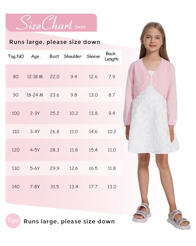 Image of Girls Cardigan, Girls Bolero Shrug Sweater, Kids Knit Hollow Out Long Sleeve, Button Cover Up Cropped Tops