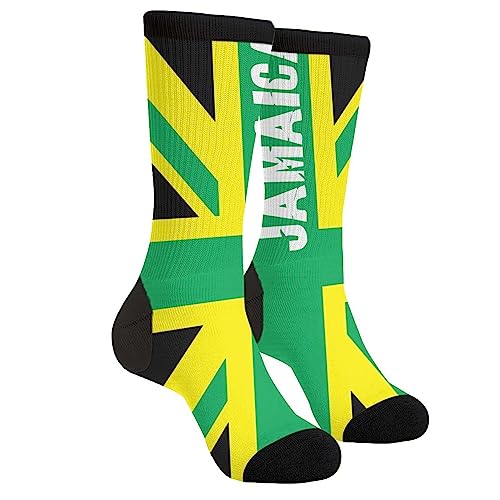 Unisex Fun Novelty Crazy Crew Socks Jamaican Kingdom Flag Dress Socks
