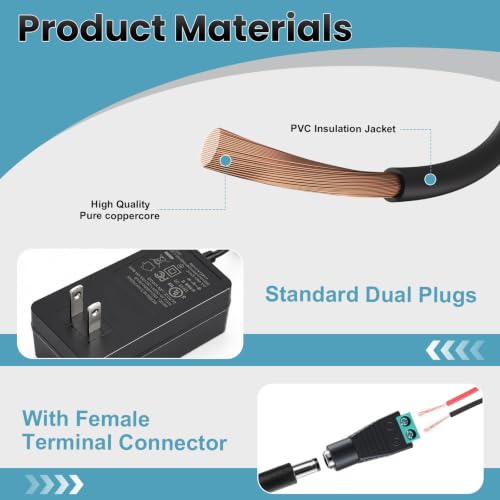 Image of 24V 3A Power Supply 2 Pack, UL Listed 24 Volt 72W LED Power Supply Adapter, 100-240V AC to 24V DC Converter Adapter with 5.5mm x 2.1mm DC Plug for LED Strips