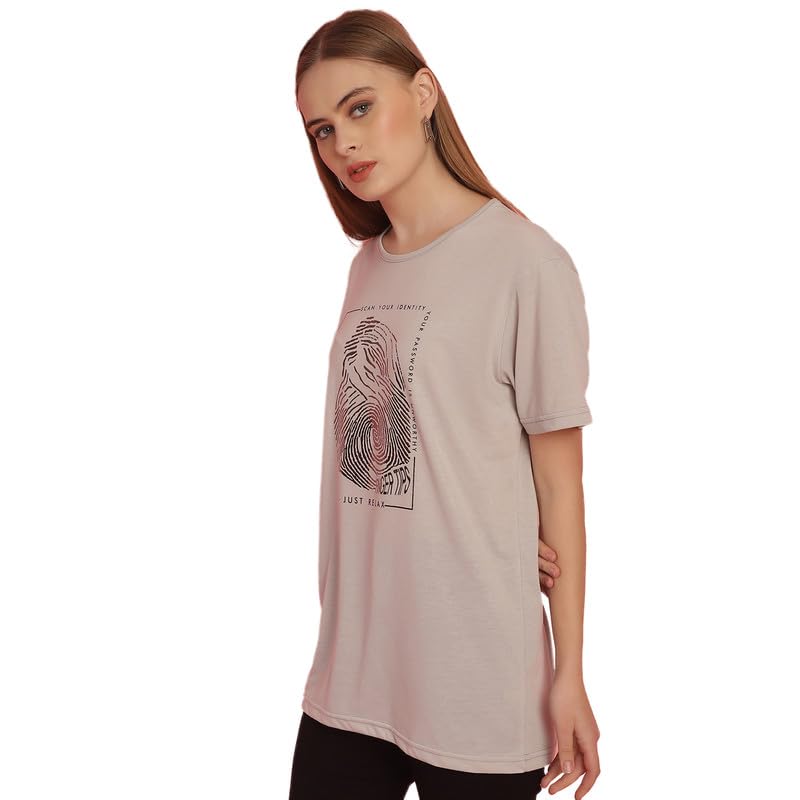 Image of Round Neck Cotton Printed Women Regular Fit Tshirt-P1950