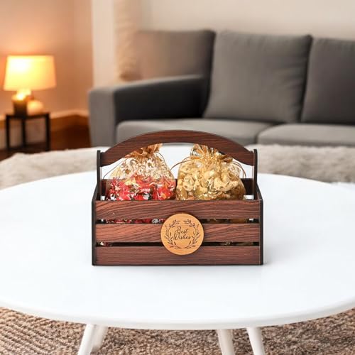 GKD Wooden Basket with Handle for Gifting and Home Decor | Eco-fr...