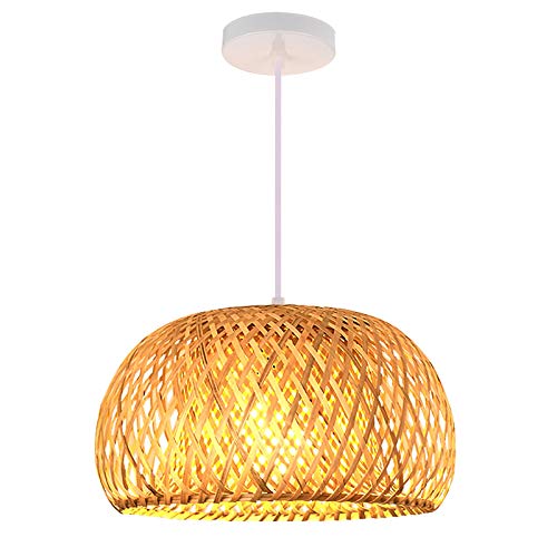 TTAototech Sombra Luz de bambú de Techo de Estilo Chino lámpara de Techo de la Pantalla Redonda de bambú para Bar Sala de Estar Cover