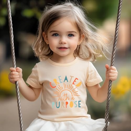 Image of Kids Christian Shirt Toddler Created with a Purpose Shirt Boys Girls Bible Verse Religious Clothes 2-7 Years