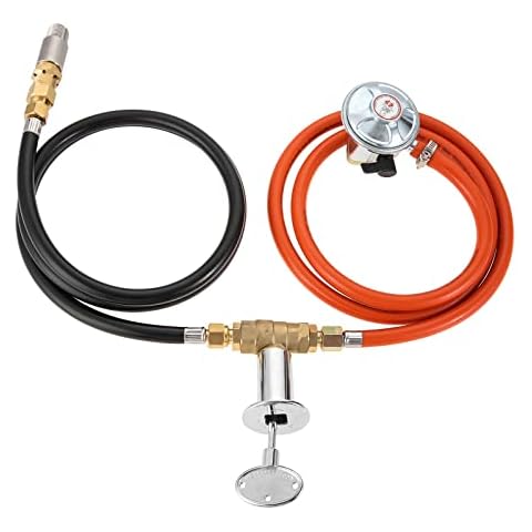 SURIEEN Fire Pit Gas Kit 150K BTU Gas Regulator Propane Valve Control System Hose Assembly Replacement for Propane Gas Connection with 1/2" Air Mixer Valve Regulator Hose and Connect Hose Cover
