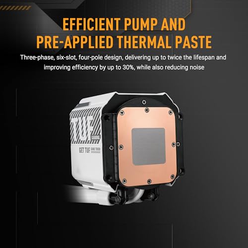 Image of ASUS TUF Gaming LC III 360 ARGB White AIO Cooler with pre-Installed Triple Fans Designed for high Airflow and Static Pressure, Plus an efficient Pump to Keep CPU temperatures Under Control