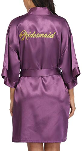 Image of Giova Women Bridal Robe for Bride and Bridesmaid Getting Ready Wedding Party Bathrobe