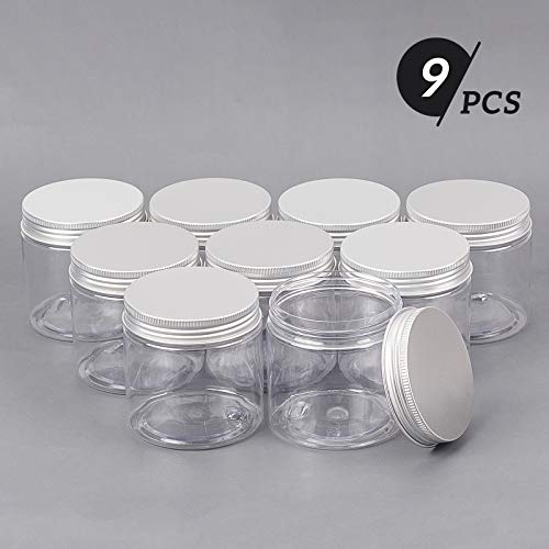 Miniatura 6 de Benecreat Paquete De 9 Recipientes De Almacenamiento De Plástico Pet Transparente De 200 Ml Con Tapas De Rosca De Aluminio, 1 Hoja De Etiqueta Adhesiva Para Cosméticos, Manualidades, Cuentas