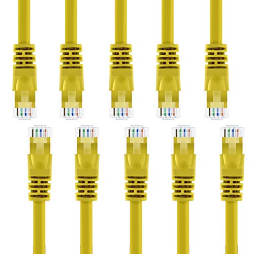GearIt 10�{�Z�b�g, Cat5e ���� LAN�P�[�u��/�C�[�T�l�b�g�p�b�`�P�[�u�� 1.2m 4 Feet - Snagless RJ45 Computer LAN Network Cord, �C�G���[ - Compatible with 10 P