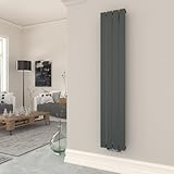 T&K - Radiador de agua caliente 1600x308 mm antracita plano vertical diseño simple capa montaje en pared baño radiador