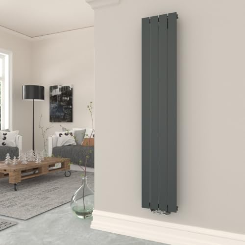 T&K - Radiador de agua caliente 1600x308 mm antracita plano vertical diseño simple capa montaje en pared baño radiador
