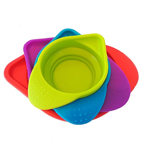 Latest 4 pc Silicone Measuring Cup Set - Lifetime Replacement Warranty - Collapsible for Easy Storage - BPA - Free