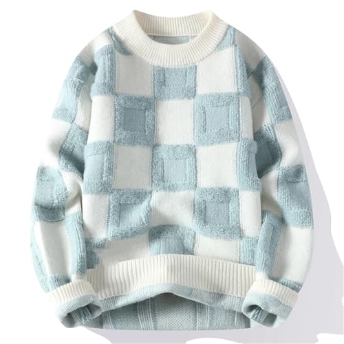 Men Plaid Sweater Knitted Hip Hop Harajuku Pullovers Oversized Casual O-Neck Vintage Sweaters3