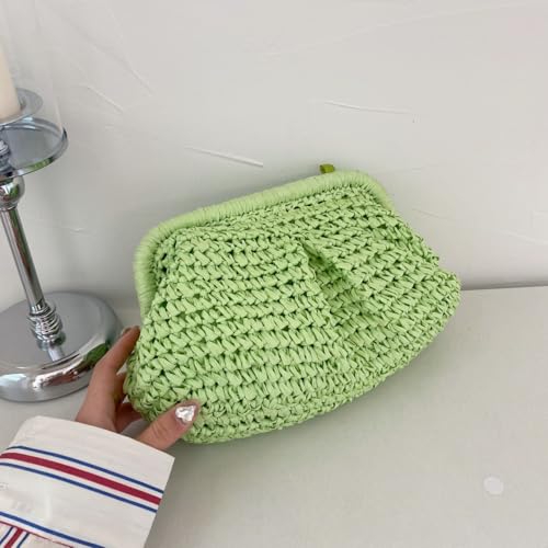Image of Afashor Straw Clutch Purse for Women Summer Beach Woven Evening Bag Dumpling Casual Shoulder Handbag