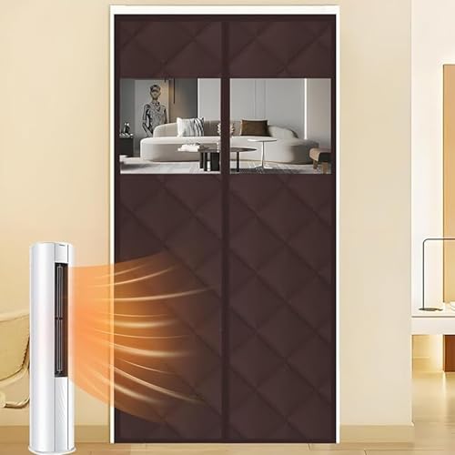 Cortina De Puerta Con Aislamiento Térmico Magnético - Cubierta De Puerta Con Aislamiento Térmico Con Ventana En Perspectiva, Cortina De Puertas Cálida De Invierno(200 * 200cm)
