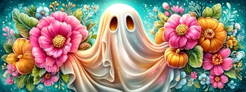 Pavemlo 5D ダイヤモンドアートキット 大人用 ハロウィン フルドリル ダイヤモンドアート 幽霊 ピクチャー ペイント ダイヤモンド付き DIY クロスステッチ ジュエルアート ラインストーン クラフト 自宅の壁の装飾用 30x80cm