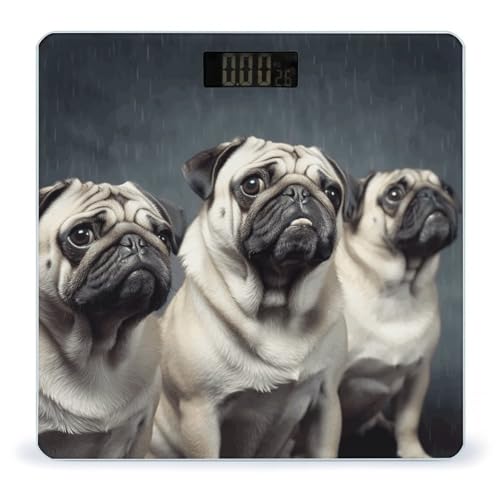 Báscula digital para baño con diseño divertido de perro, vidrio templado miniatura 1