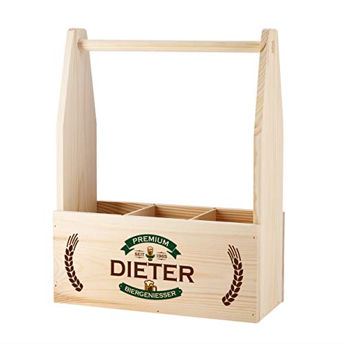 Cera & Toys® Premium Bierträger zum Geburtstag für 3 Flaschen mit Aufdruck des Namens und Jahr Biermotiv Cover
