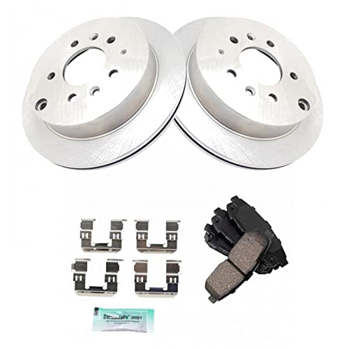 Image of TRQ Rear Brake Pad and Rotor Set Ceramic Compatible with 2004-2006 Mazda MPV