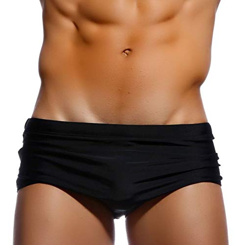 UXH New Men Swimwear Boxer Beach Shorts suilt Men's Boxer Surfing Swim Pants Stretch Swimming Trunks