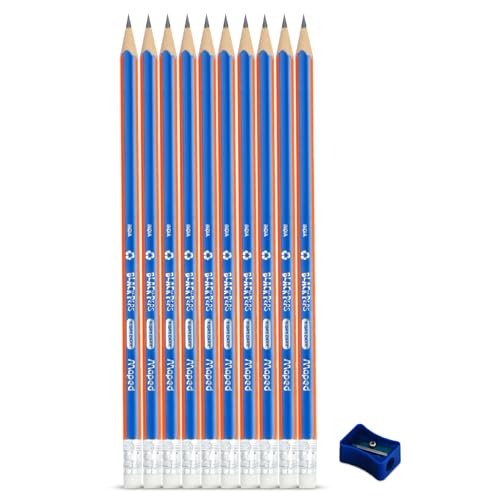 Image of Maped Wood Free & Pre-Sharpened Pencils- 5Box Combo|50Pcs Rubber Tip Pencils With 5 Free Sharpeners|Triangular Shape For Easy Grip|Soft And Extra Dark||Useful For Writing & Sketching, Ink Color-Black