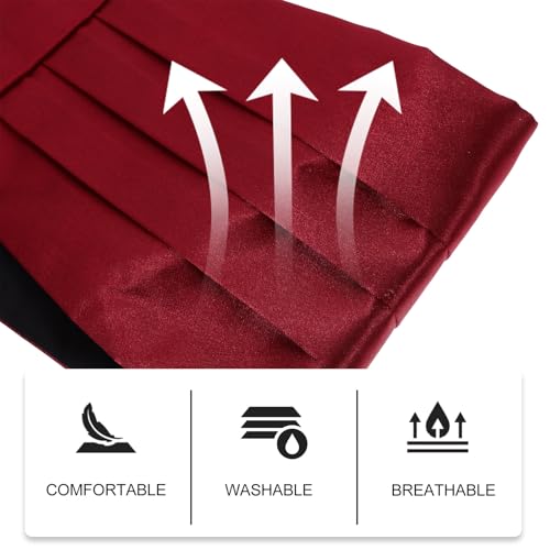 Conjunto de Cummerbund, Corbata y Pañuelo Burdeos para Hombre miniatura 7