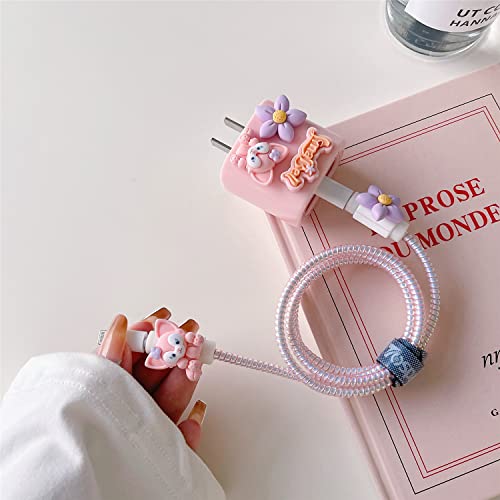 Image of DIY Cable Protector Charger Wire Saver - Data Cable 18W /20W USB-C Charger Line Protector-Compatible with iPhone 14 13 12 11 Pro Max (Pink Bell)