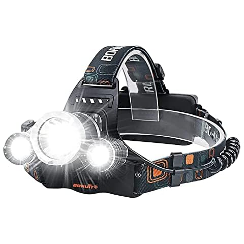 BORUIT RJ-3000 LED Head Torch,Super Bright 5000 Lumens USB Rechargeable LED Headlamp Headlight,Waterproof 4 Modes Hands-Free Head Torch Rechargeable for Running Camping Hiking Fishing Cover