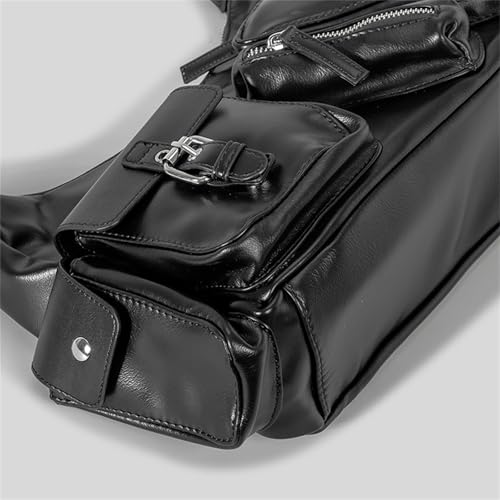 Y2k Shoulder Bag for Women, PU Leather Vintage Underarm Bag with Mirror, Multi-Pockets Goth Purse2